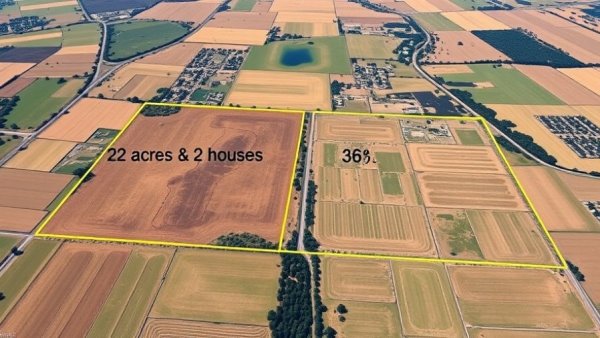 Aerial map showing land entitlements with boundaries and acreage, highlighting risk.