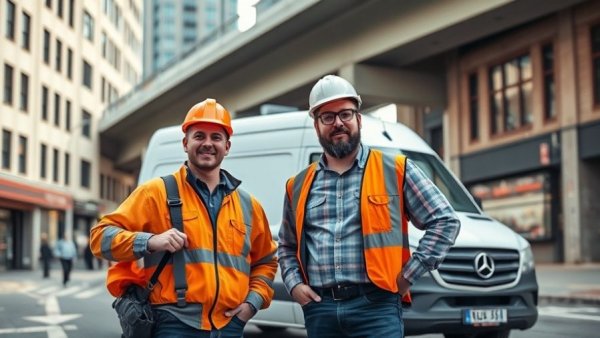 Construction workers with a van on an urban street, highlighting Manhattan home renovation pitfalls.