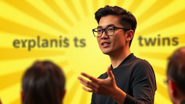 Speaker on AI digital twins with vibrant background.