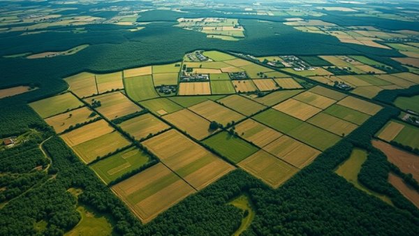 Expansive aerial view of segmented land plots highlighting investment potential.