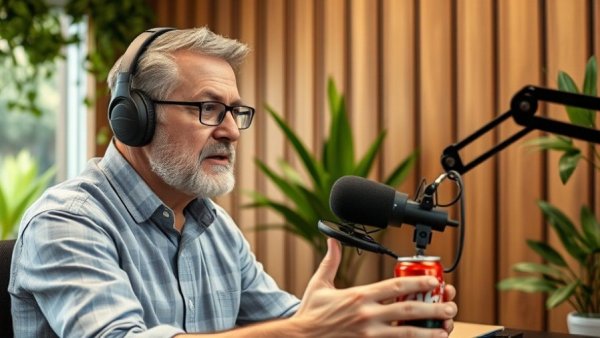 Middle-aged man discussing shift from compliance to $100K+ advisory fees in podcast.