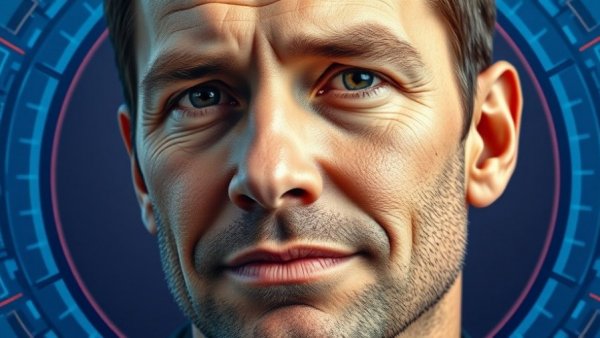 Portrait of a man amid modern graphic design, signifying Offerpad real estate innovation.