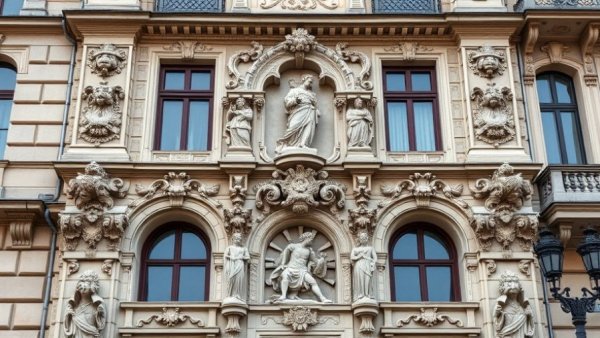 Historic facade of 136 Waverly Place with ornate carvings.