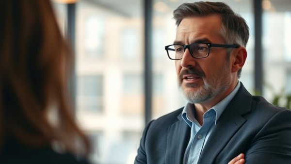 Middle-aged man offering tax payment extensions advice in a warm office.