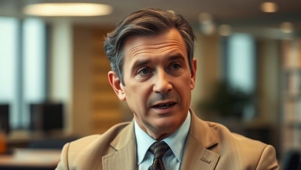 Middle-aged man discussing tax write-offs savings indoors.