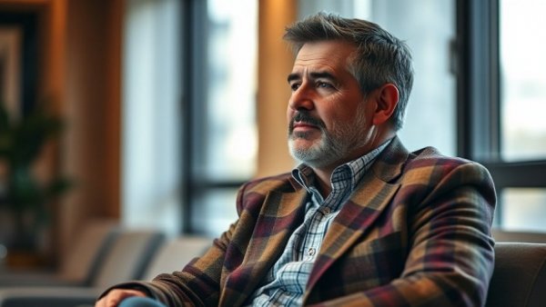 Mature man discussing LLC vs S-Corp savings in a warm indoor setting.