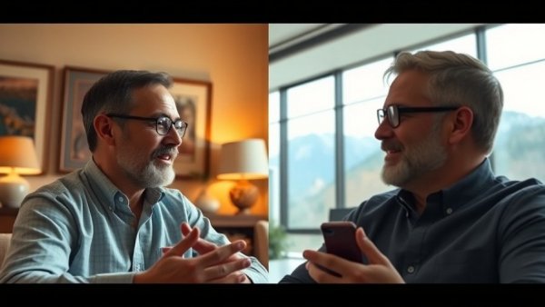 Two men discussing real estate in a video call setting.