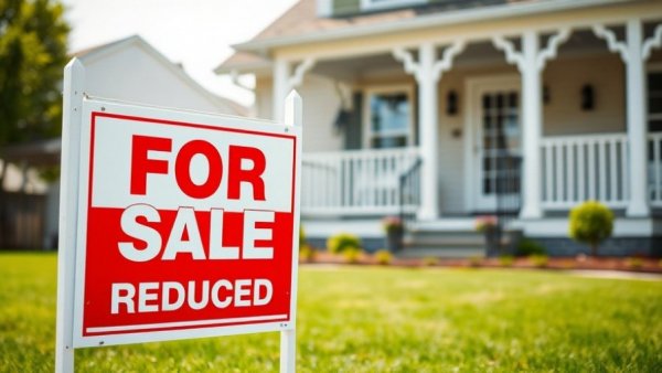 For sale sign with price reduced, home Sellers cutting prices