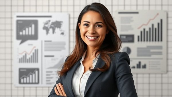 Smiling professional woman promoting 'Convert Leads into Listings'.