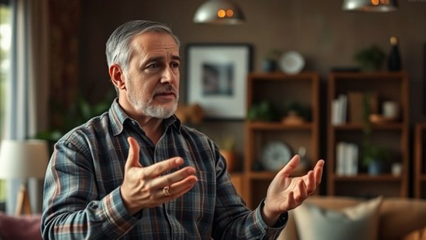 Middle-aged man explains 200% tax write-off strategy indoors