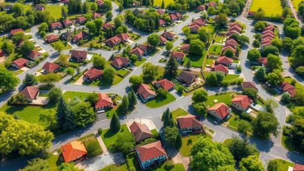 Aerial view of suburban neighborhood illustrating buyer’s market dynamics