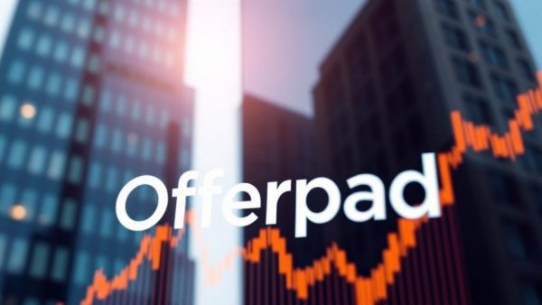 Abstract Offerpad logo with financial background indicating Q1 earnings drop.