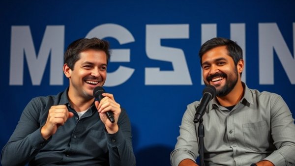 Podcast hosts discussing young entrepreneur success story.