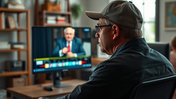 Man watching Warren Buffet video discussing zero income tax