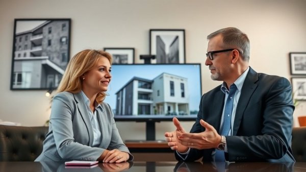 Professionals discussing multifamily recession and inflation trends in a video call, real estate backdrop.
