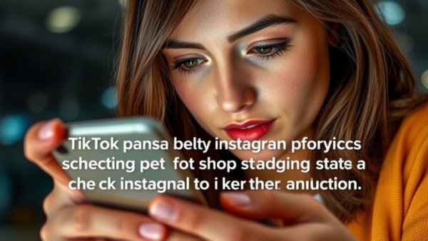 Woman examining social media analytics screen, 2026 smartphone.