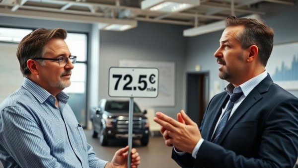 Auto Mileage vs. Actual Expense discussion with two men and road signs
