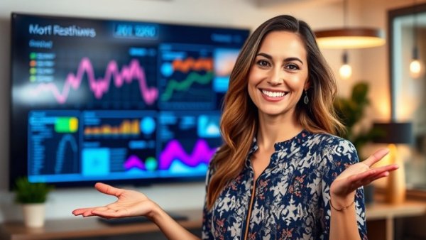 Woman discussing content planning for realtors in office.