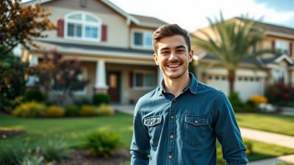 Young investor achieving rental property investment success
