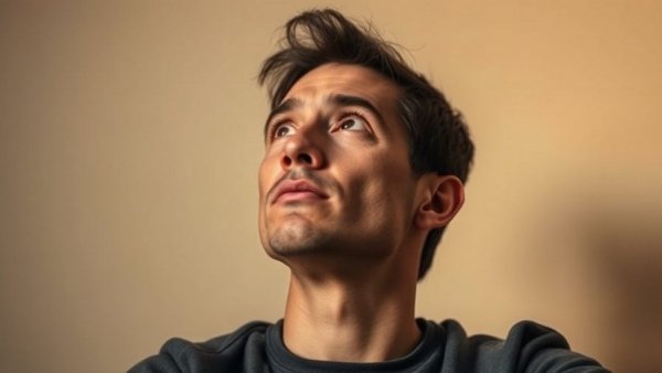 Contemplative person reflecting upward, building a dream business theme.
