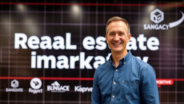 AI Avatars for Real Estate Marketing promotional banner with smiling man.