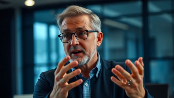 Middle-aged man discussing correctly set up LLC in video call.