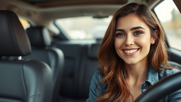 AI headshots hurting your brand: Woman's casual car selfie.