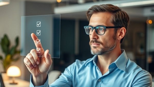 MLS data steward interacting with holographic digital checklist