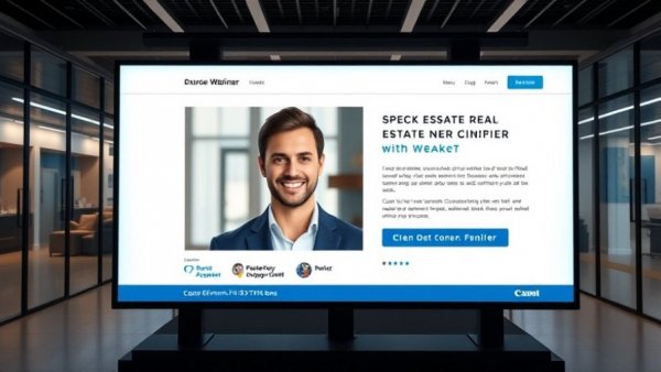Advertisement for webinar on buying in today's real estate market with speaker portrait.