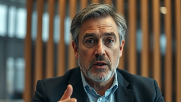Middle-aged man discussing inheritance readiness in office setting.