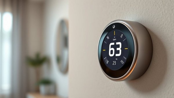 Modern thermostat for energy-efficient home design in hot weather.