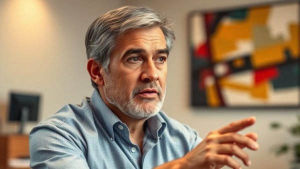 Middle-aged man explains legal home risks in an office setting.