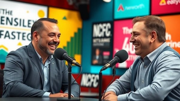 Successful real estate podcast interview with smiling agents