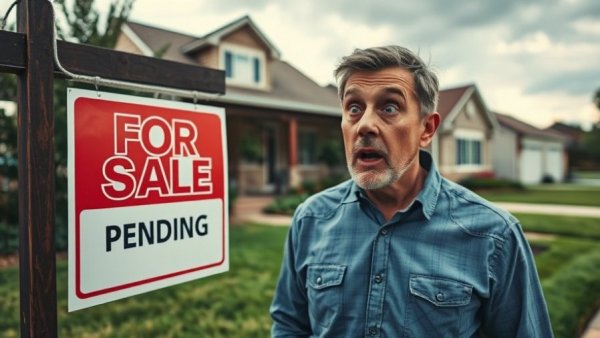 Surprised man with pending sale sign, housing market update June 2026.