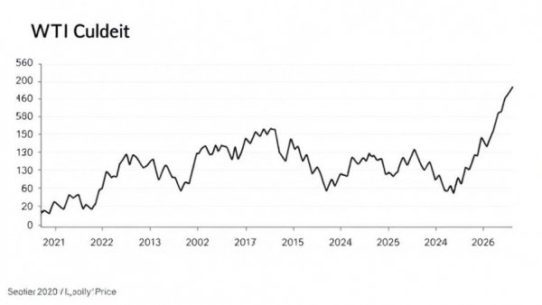 WTI crude oil prices graph from 2022 to 2026 with various fluctuations.
