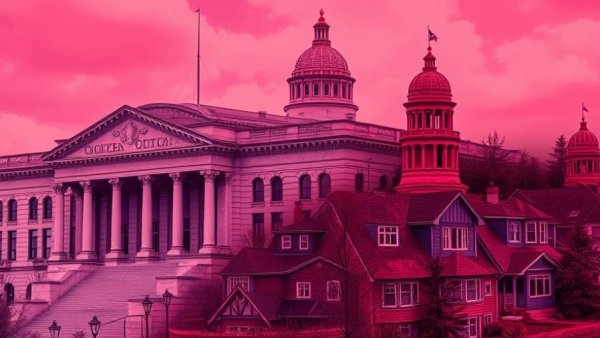Federal Housing Act impact: juxtaposed government and housing images