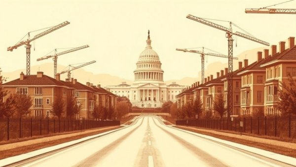 21st Century ROAD to Housing Act illustration with Capitol and cranes.