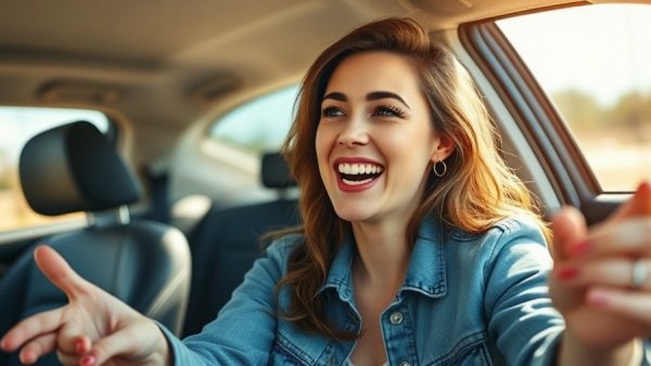 Woman in car discussing innovative content ideas for realtors
