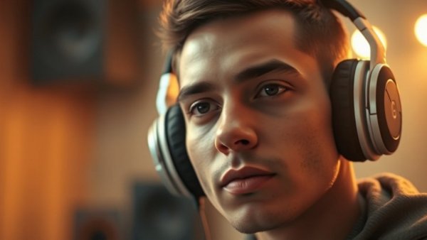 Derek Tavernier My Heart, close-up of headphones and focused expression.