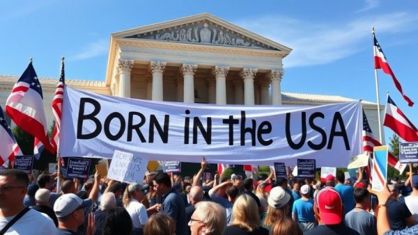 Protest for birthright citizenship at Supreme Court.