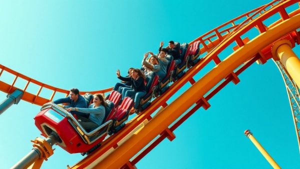 Thrilling descent on Tormenta Rampaging Run roller coaster.