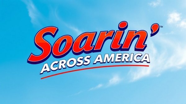 Soarin' Across America logo on blue sky for Disney America's 250th anniversary.