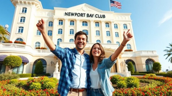 Couple enjoying Disneyland Paris travel day at Newport Bay Club.