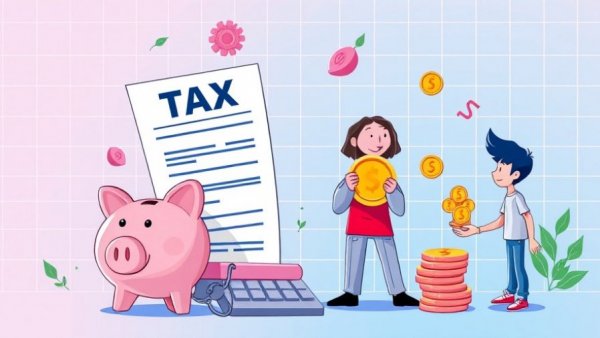 Cartoon icons for building wealth with a Trump Account