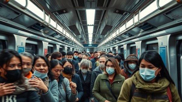 America at 250: Diverse group in tense subway scene.
