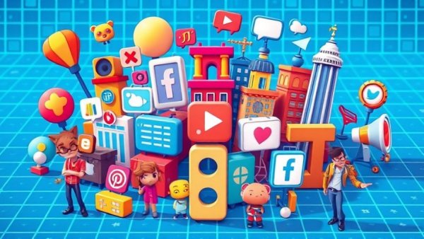 Animated social media elements on grid for Trump accounts
