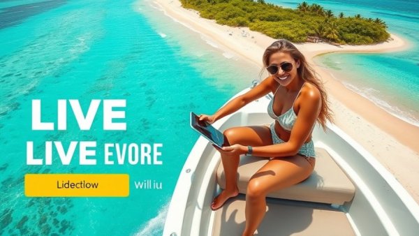 Caribbean Castaways Live Stream banner with tropical beach and boat.