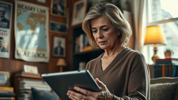 Unlocking Value in Real Estate Content with a woman holding a tablet.