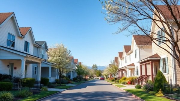 Suburban houses under blue sky, illustrating new housing law price impact.