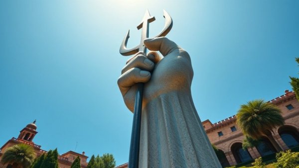 Lost Continent construction update with statue and trident.